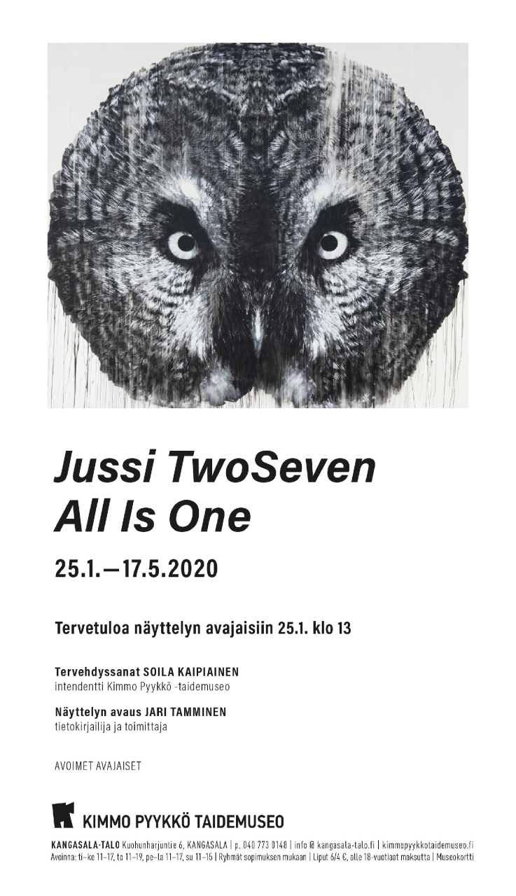 Jussi TwoSevenin näyttely All Is One Kimmo Pyykkö -taidemuseossa 25.1. – 17.5.2020.
