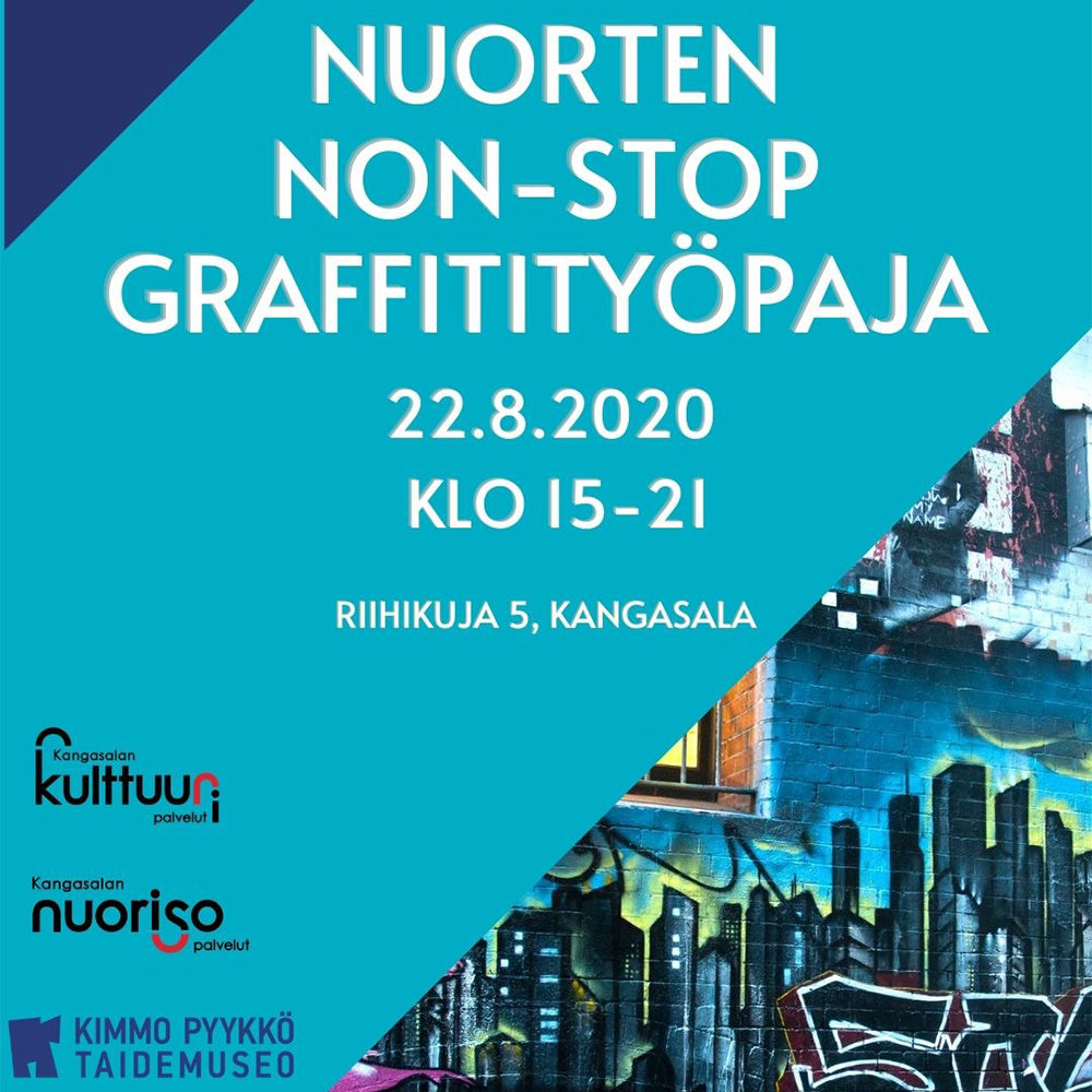 Nuorten non-stop graffitityöpaja Kangasalla 22.8.2020